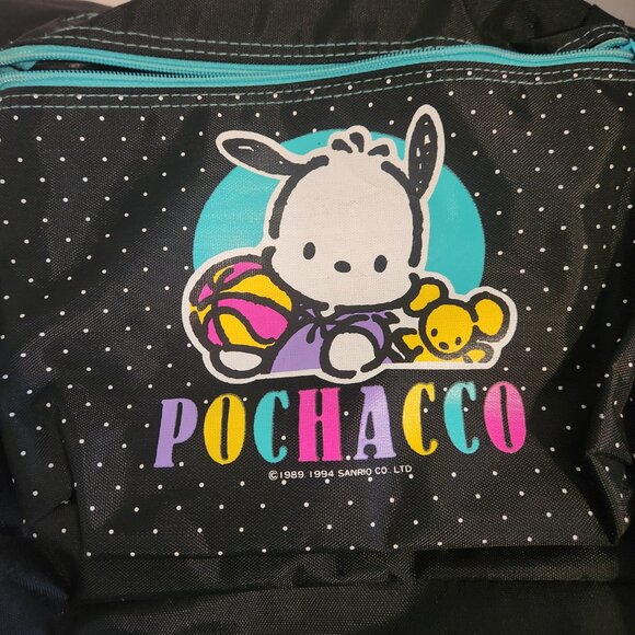 RARE 90's Pochacco DogVintage Black and Teal Green Polka Dot Backpack - Picture 6 of 6